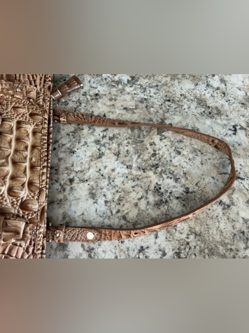 Brahmin Asher Melbourne Croc Leather Tote Satchel Shoulder Bag Gold Brown - Picture 16 of 16